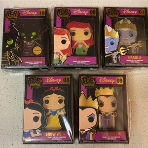 Disney Funko POP Pin Set of Five including Limited Edition Chase Maleficent